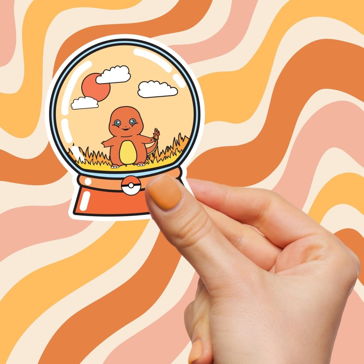 Charmander Snow Globe • Die - Cut Vinyl Sticker brat slaps