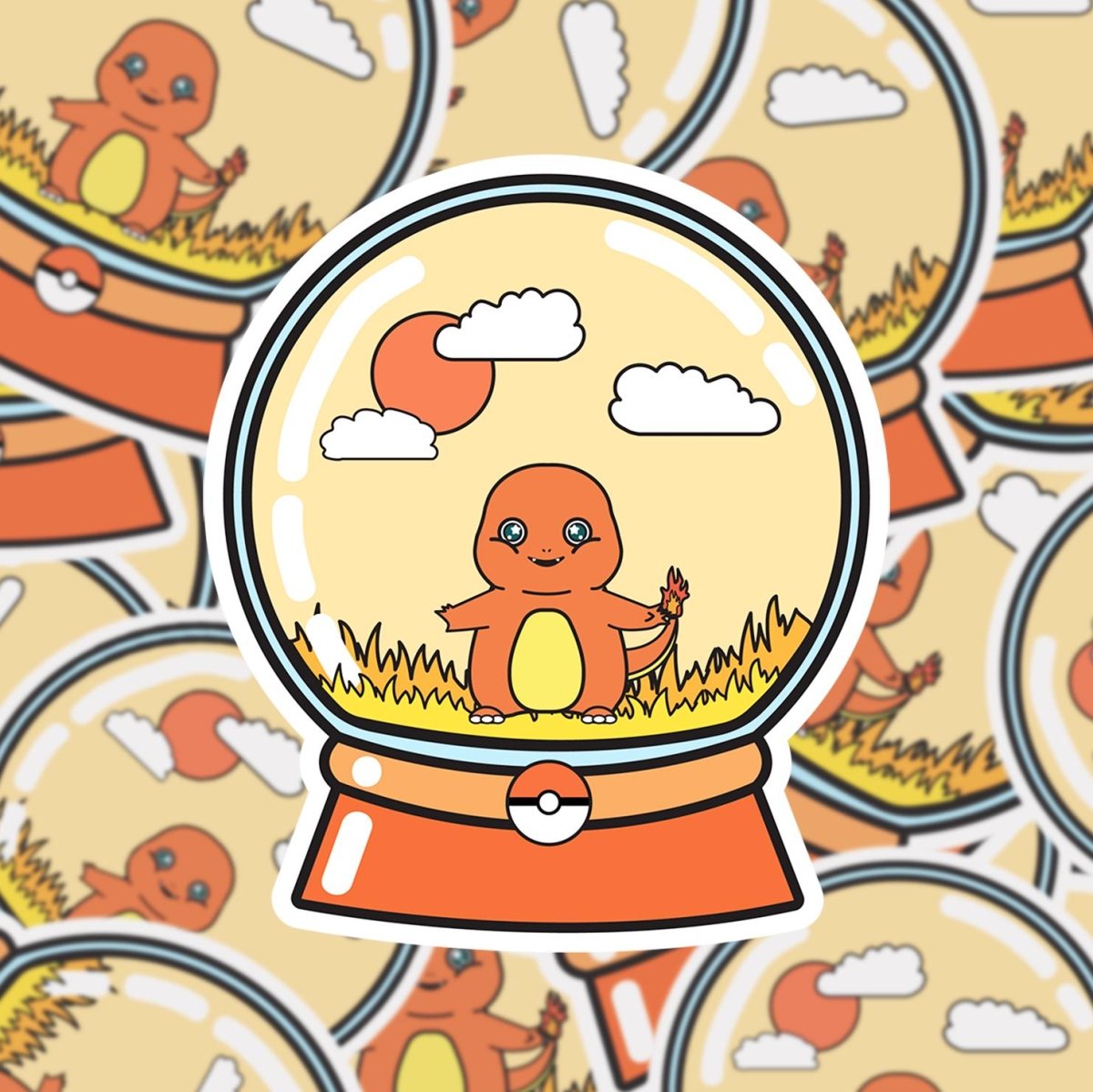 Charmander Snow Globe • Die - Cut Vinyl Sticker brat slaps