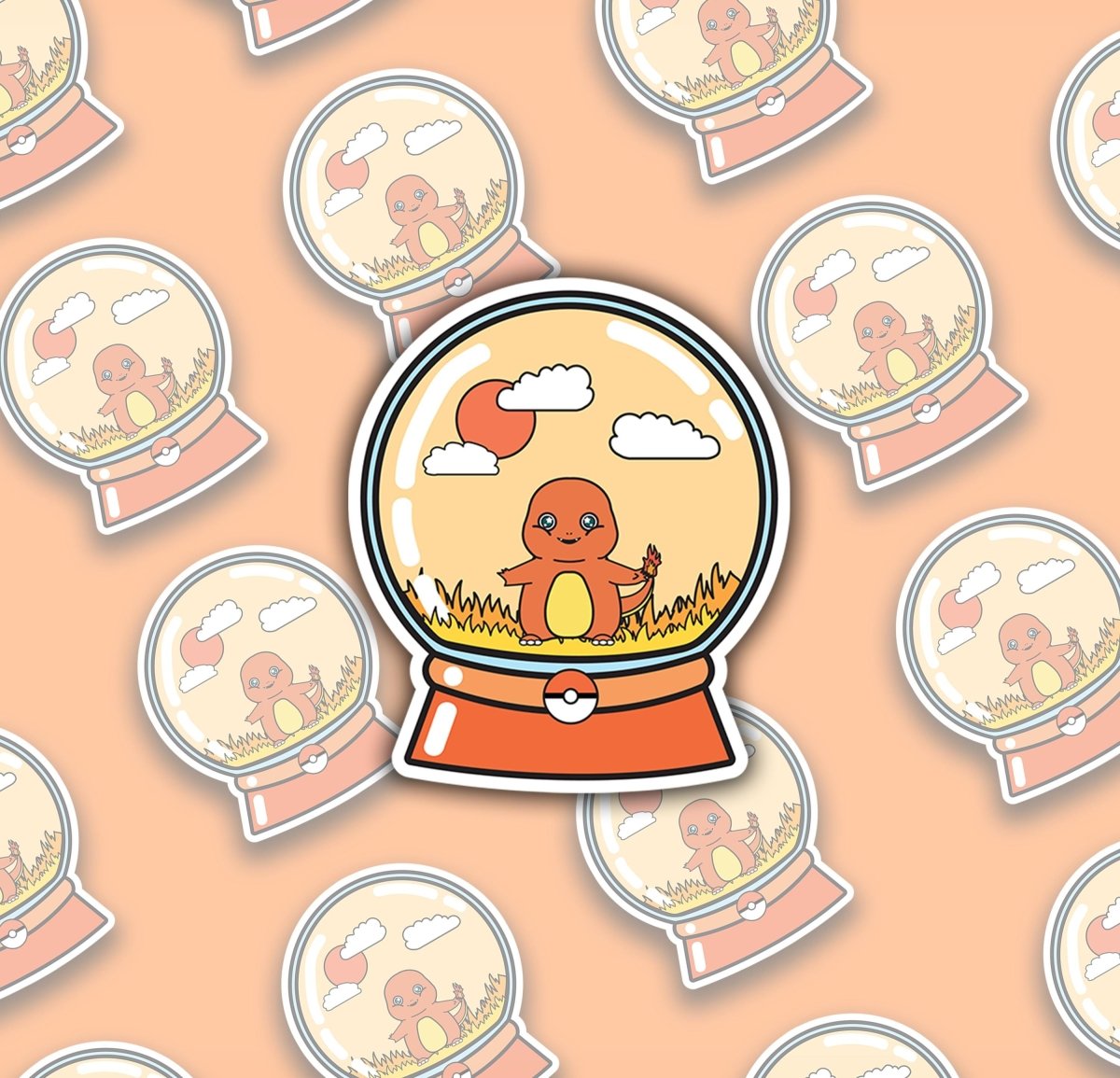 Charmander Snow Globe • Die - Cut Vinyl Sticker brat slaps