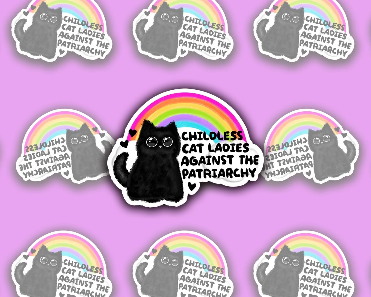 Childless Cat Ladies Against the Patriarchy • Die - Cut Vinyl Sticker brat slaps