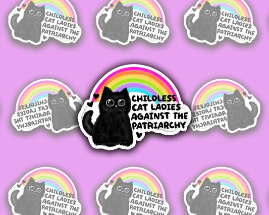 Childless Cat Ladies Against the Patriarchy • Die - Cut Vinyl Sticker brat slaps