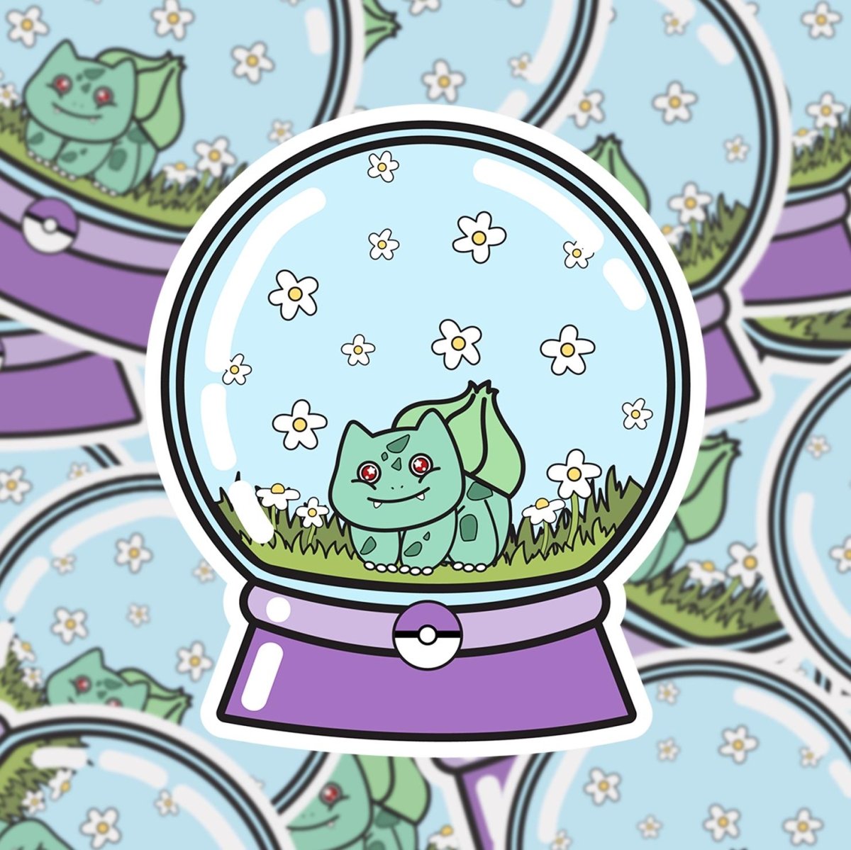 Cute Christmas Bulbasaur Pokemon Winter Snowglobe - Unique Holiday Decor, Adorable Collectible, Perfect Gift for Pokemon Fans brat slaps