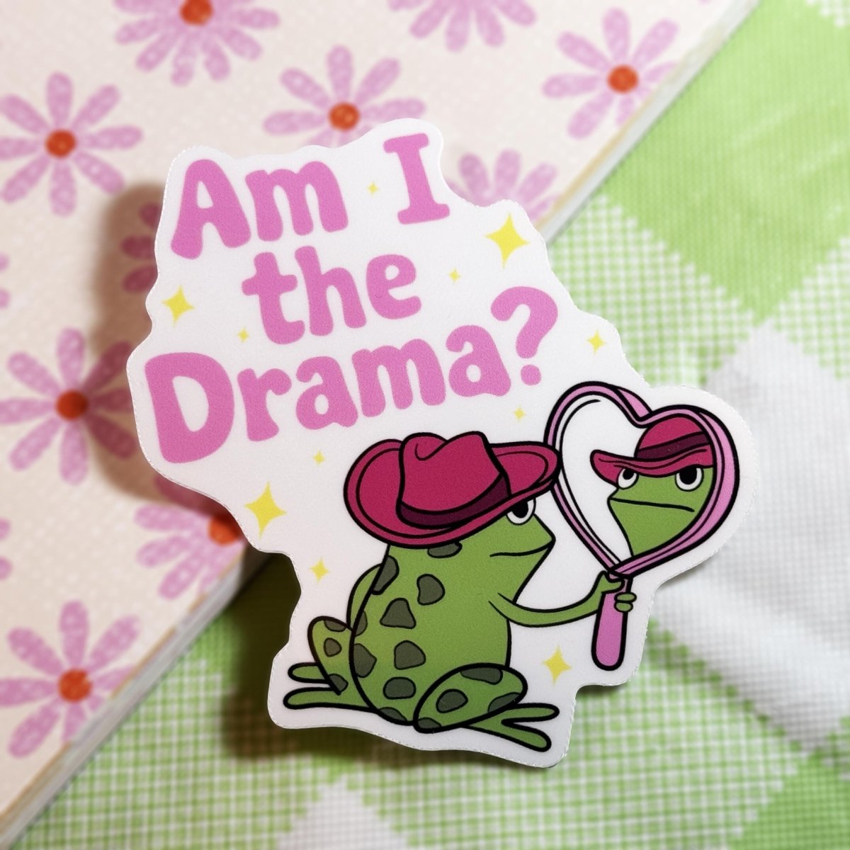 Drama Queen Frog Die Cut Laminated Vinyl Sticker | Cute & Fun Waterproof Sticker for Any Surface in Glossy, Matte or Holo Finish brat slaps