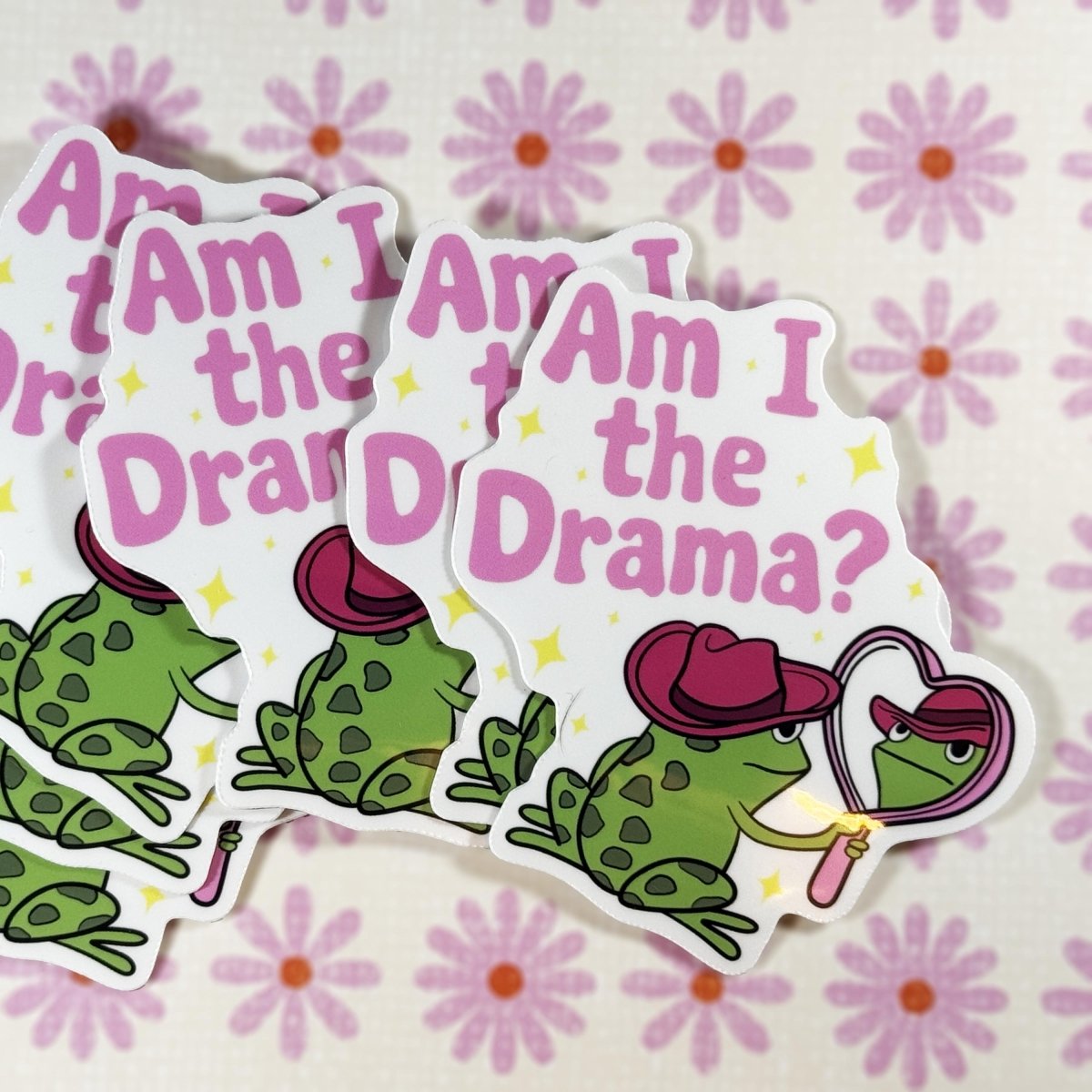 Drama Queen Frog Die Cut Laminated Vinyl Sticker | Cute & Fun Waterproof Sticker for Any Surface in Glossy, Matte or Holo Finish brat slaps