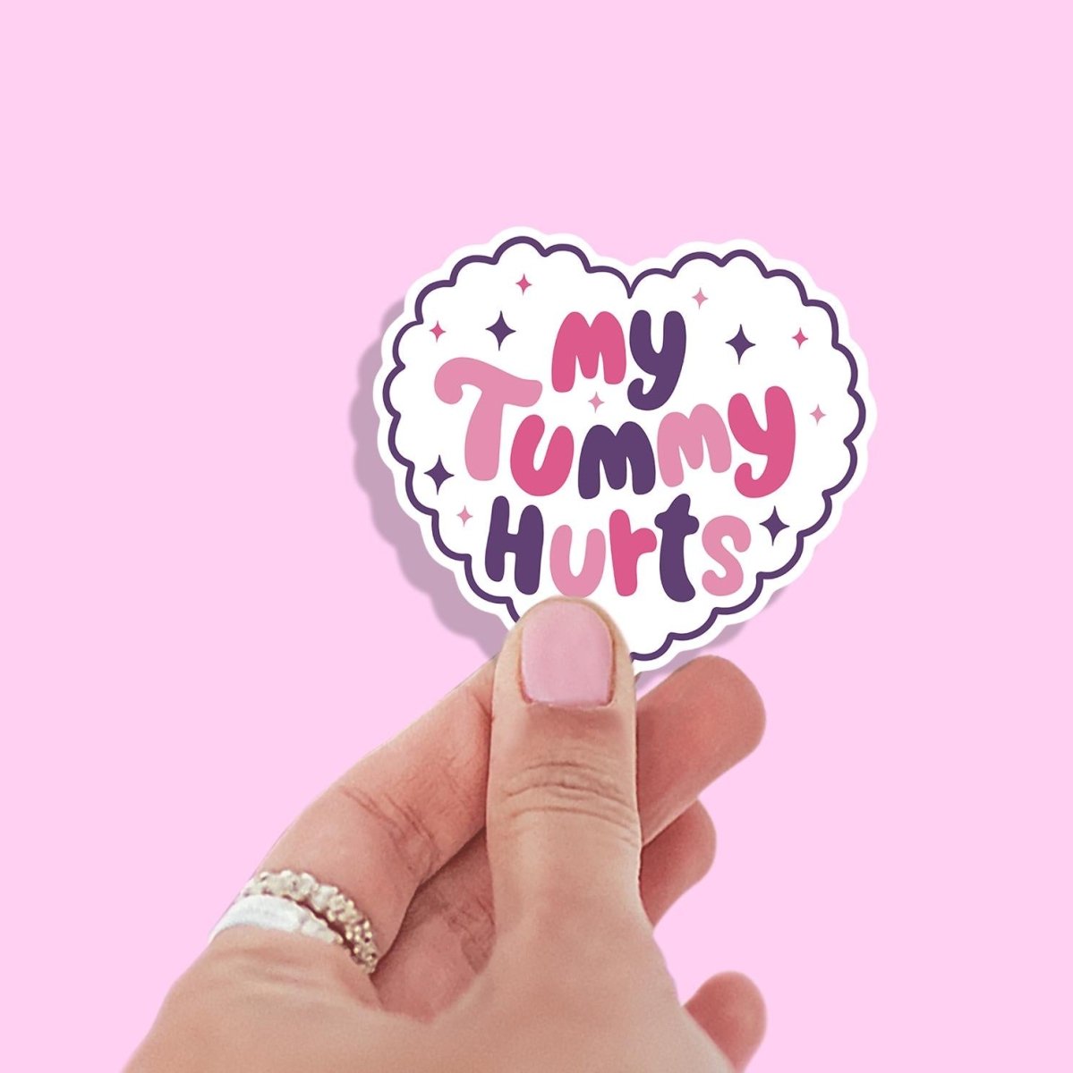 My Tummy Hurts Heart Shaped Premium Vinyl Sticker, Cute Girly Laptop or Water Bottle Decal, Fun & Trendy Design brat slaps