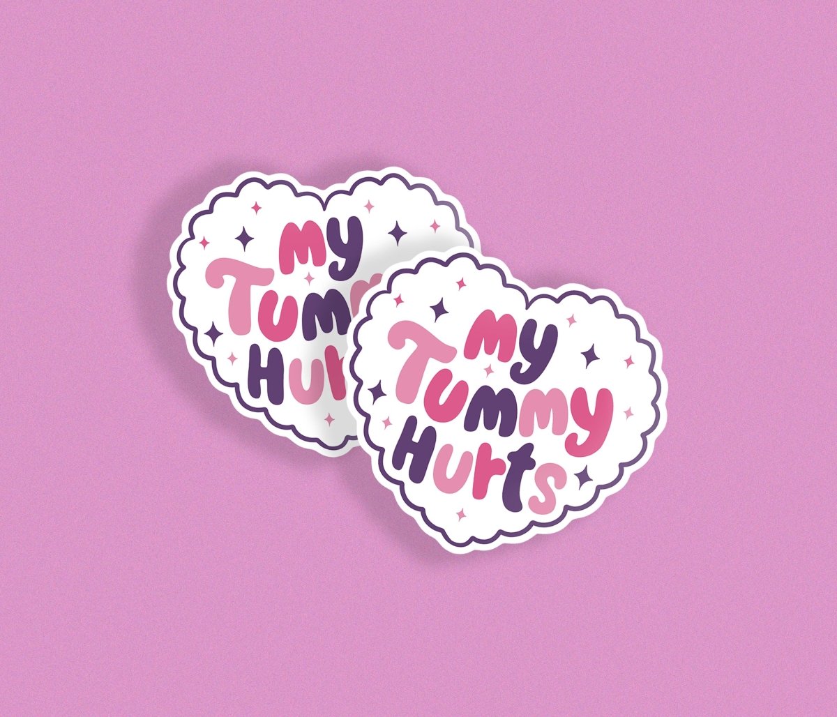 My Tummy Hurts Heart Shaped Premium Vinyl Sticker, Cute Girly Laptop or Water Bottle Decal, Fun & Trendy Design brat slaps