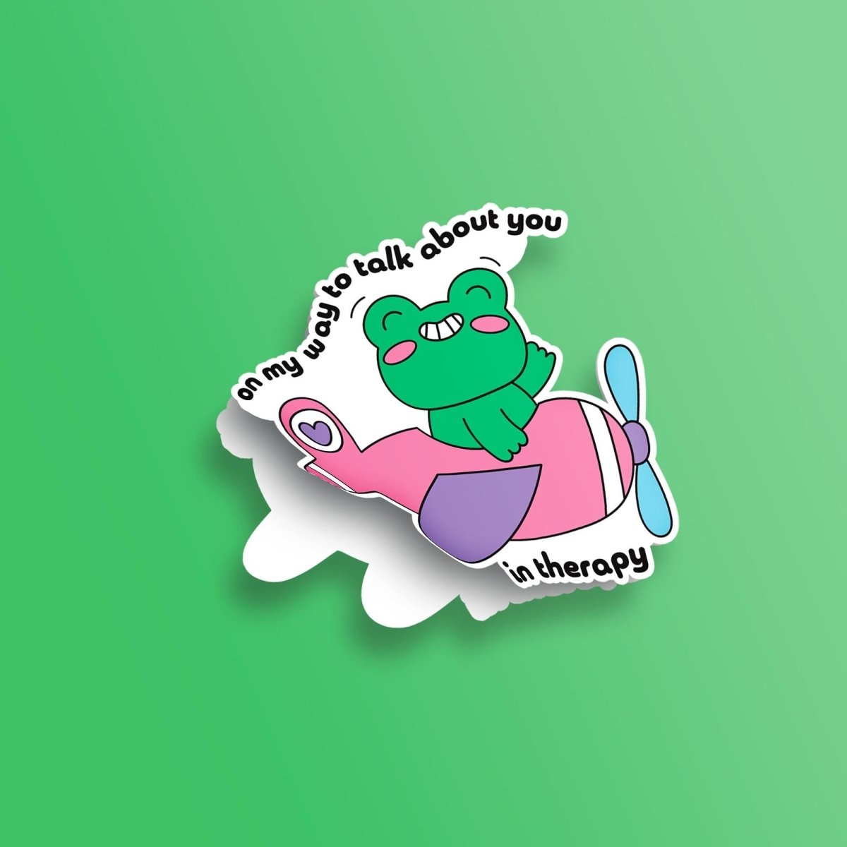 OMW to Talk About You In Therapy Frog • Premium Die - Cut Vinyl Sticker brat slaps