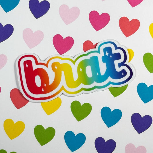 Rainbow Brat Sticker | Cute Funny Sassy Laminated Vinyl Decal for Your Inner Brat - Perfect Gift & Fun Decoration brat slaps