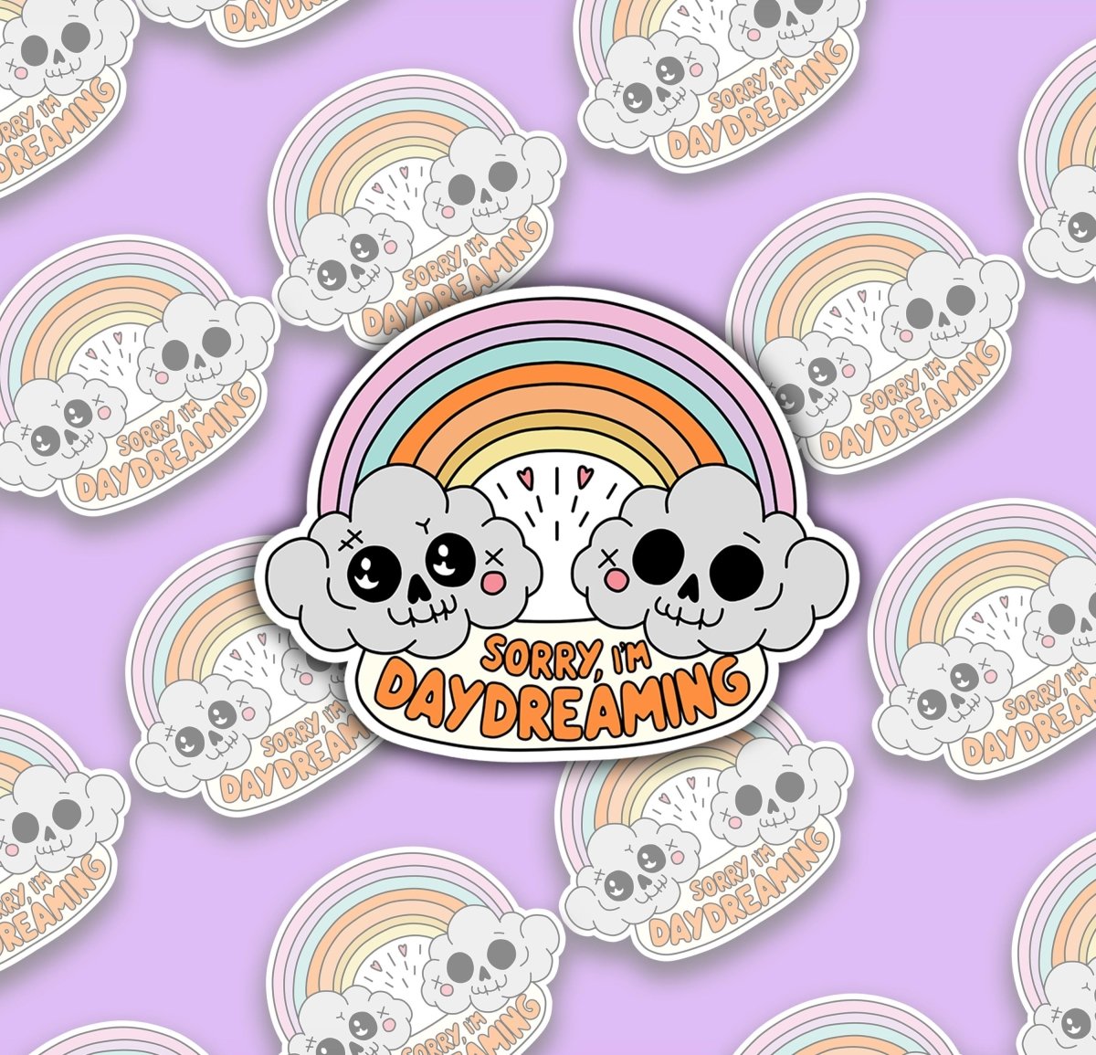 Sorry I'm Daydreaming Sticker | Cute Mental Health Vinyl Decal | Premium Laminated Hand Drawn Design for Self - Care brat slaps