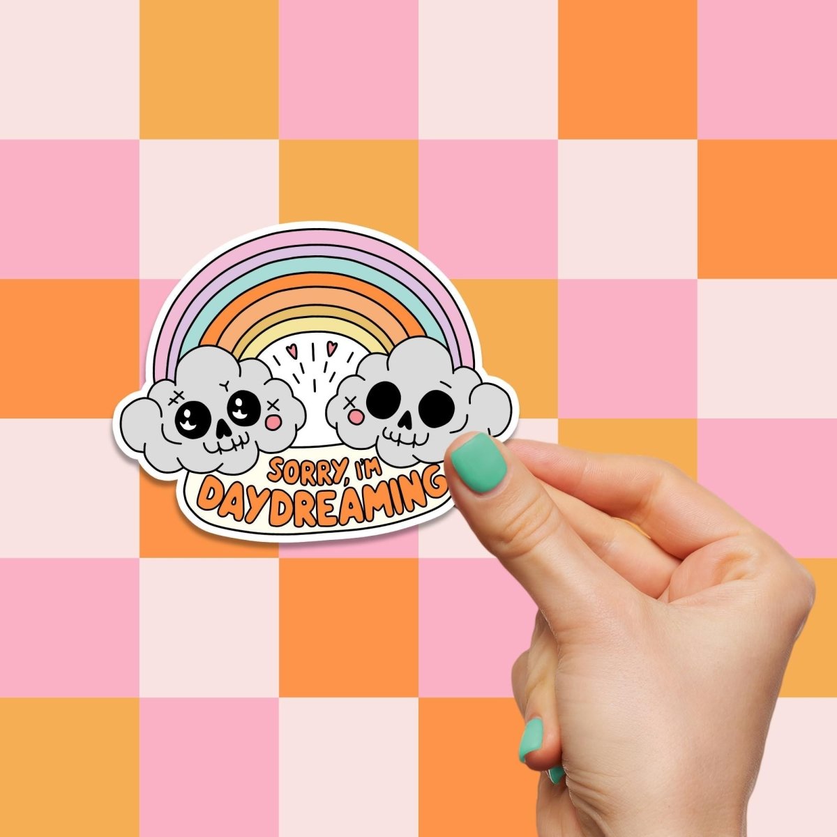 Sorry I'm Daydreaming Sticker | Cute Mental Health Vinyl Decal | Premium Laminated Hand Drawn Design for Self - Care brat slaps