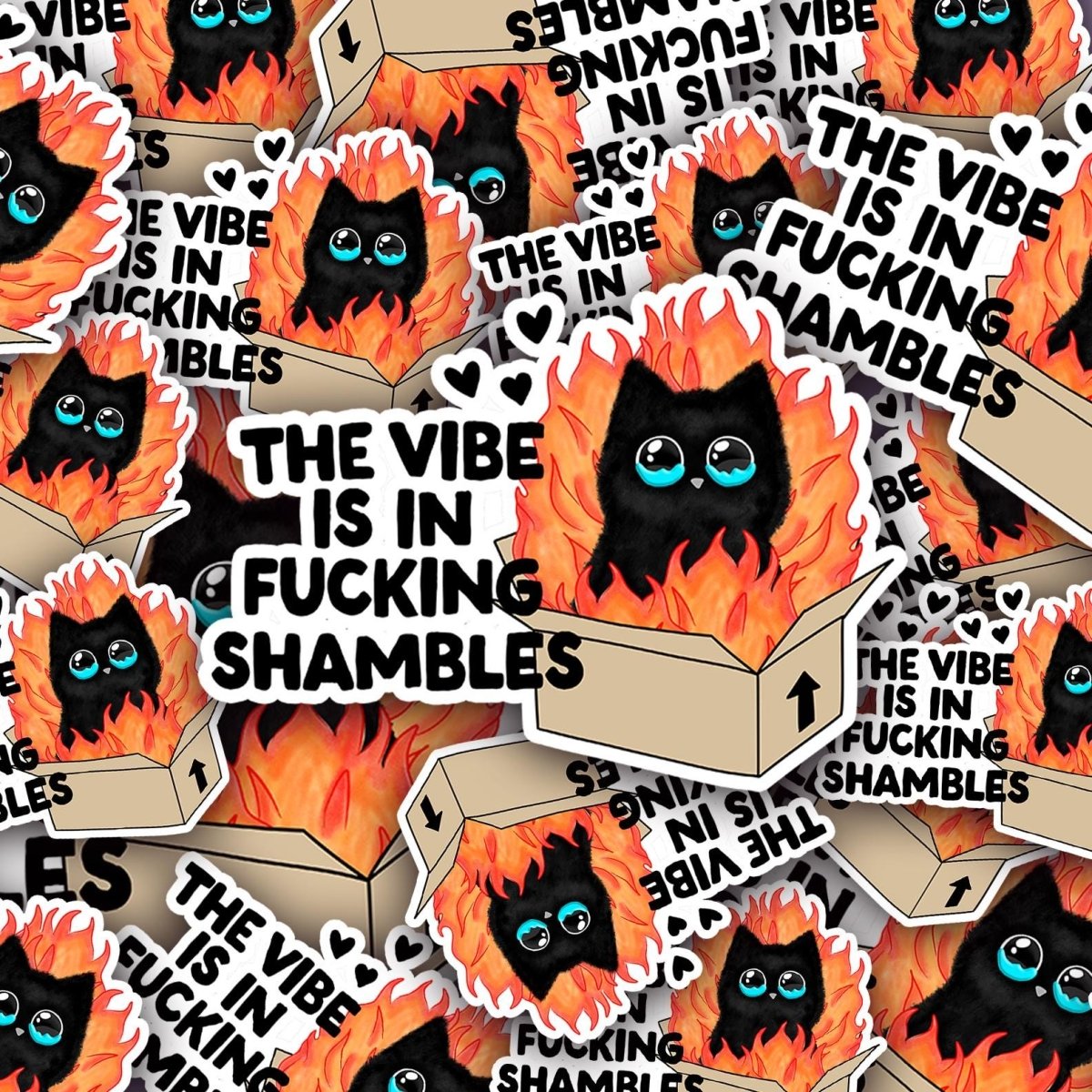 Vibe in Shambles Premium Laminated Vinyl Sticker | Funny Cute Trendy Decal | Quirky Fun Art for Laptops & Phone Cases brat slaps